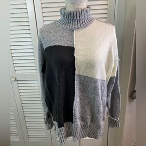 Allison Andrews size‎ XL black gray white color block turtleneck warm layers